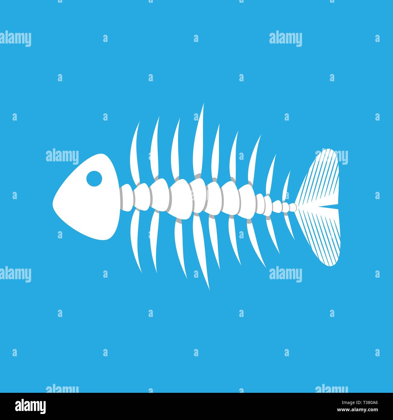 white fishbone on blue background. vector illustration in flat style Stock Vector