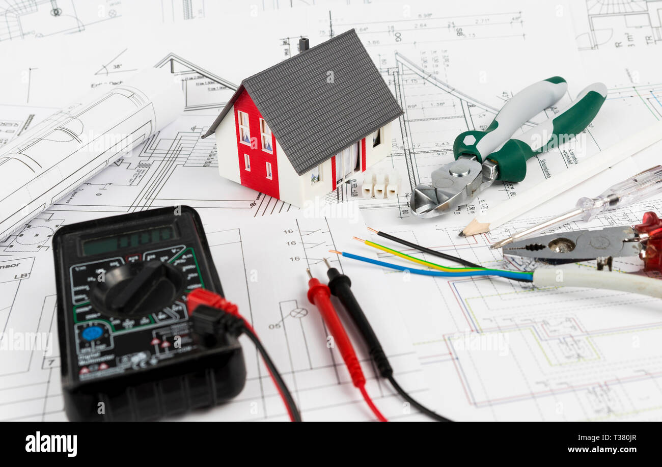 Planning electrical house installation Stock Photo - Alamy