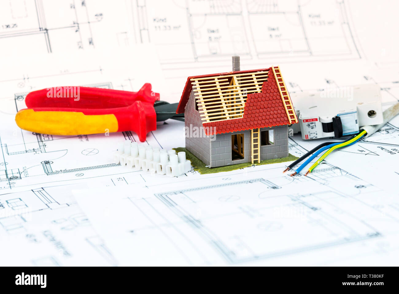 Planning electrical house installation Stock Photo - Alamy