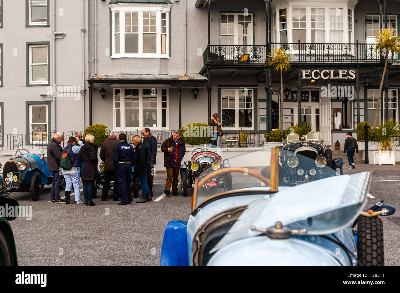 Glengarriff, West Cork, Ireland. 7th Apr, 2019. The French car club 'Amilcar' is currently on a 6 day tour of Ireland.  The club made a stop at the Eccles Hotel, Glengarriff this afternoon. Credit: Andy Gibson/Alamy Live News. Stock Photo