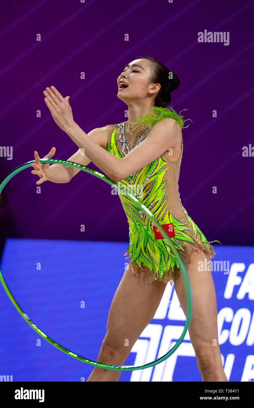 Pesaro, Italy. 5th Apr, 2019. China's Rong Shang during the FIG ...