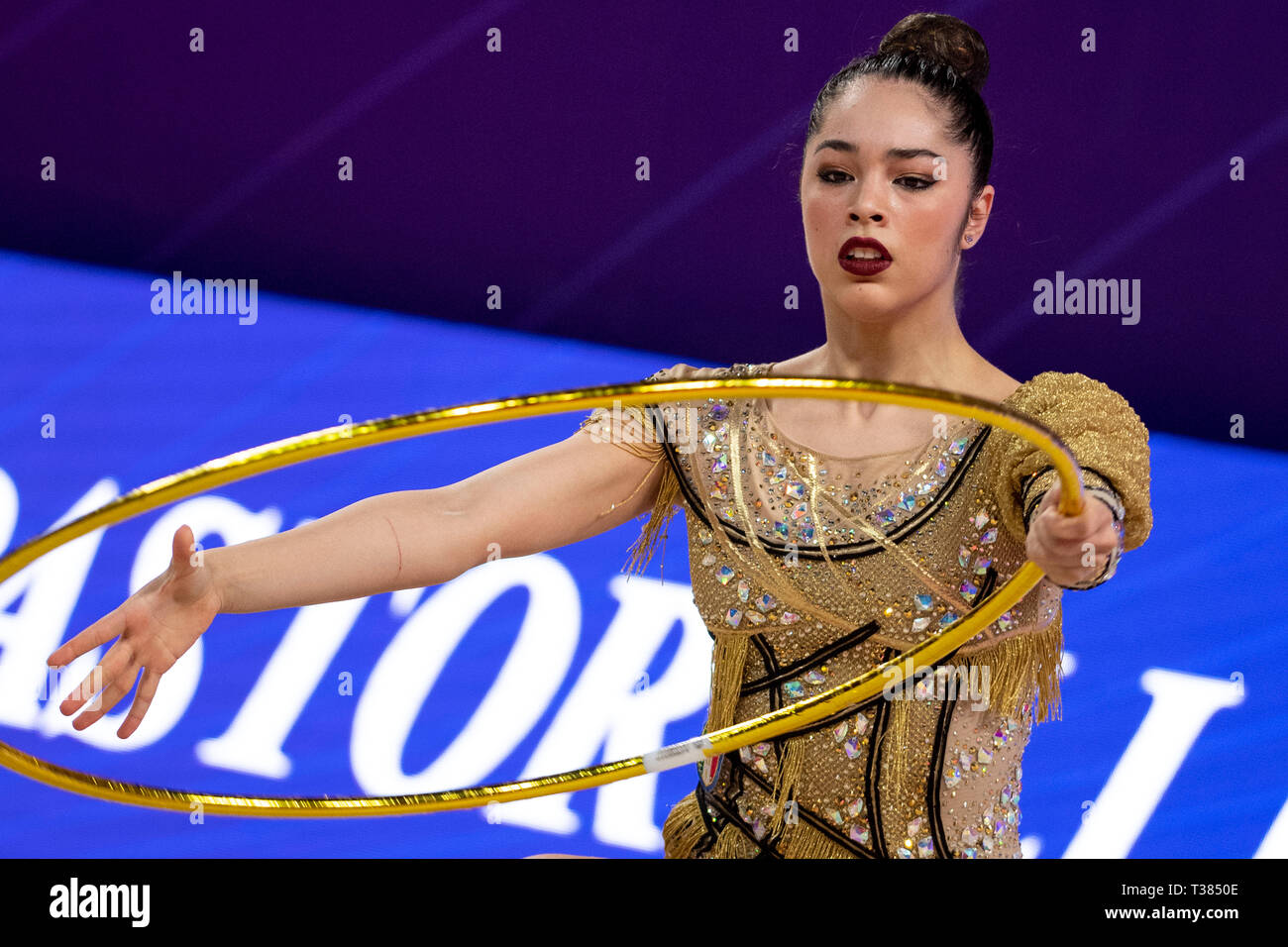Pesaro Italy 5th Apr 2019 Italy S Alexandra Agiurgiuculese During The Fig Rhythmic Gymnastics World Cup Pesaro 2019individual All Around Hoopat Adriatic Arena In Pesaro Italy April 5 2019 Credit Enrico Calderoni Aflo Sport Alamy Live