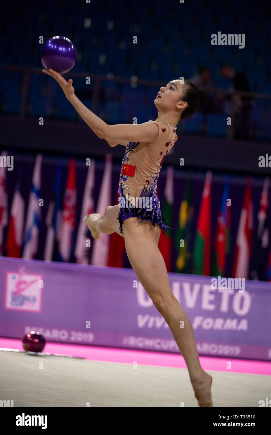 China's Rong Shang during the FIG Rhythmic Gymnastics World Cup Pesaro ...
