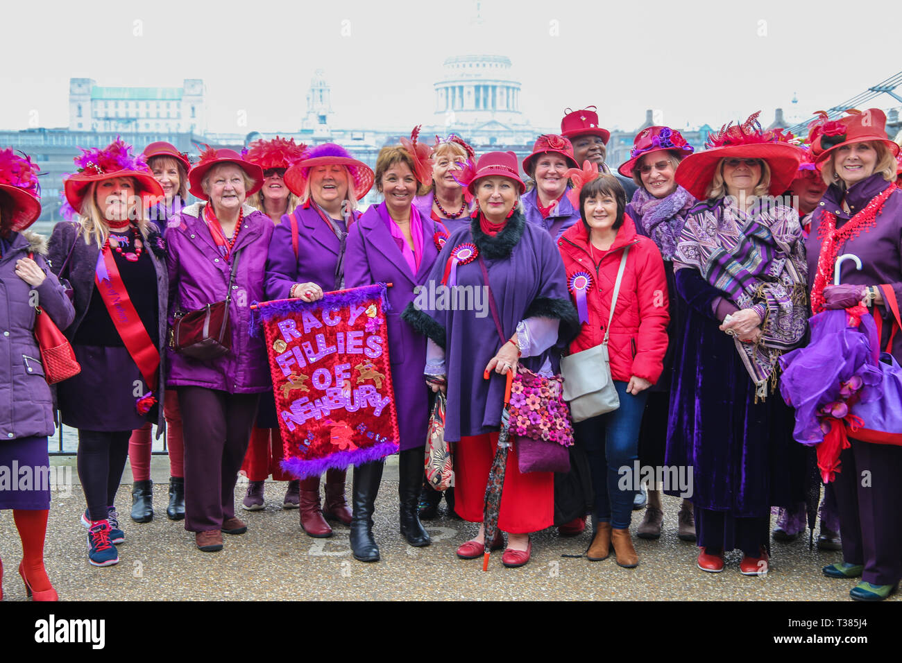 London, UK. 7th Apr 2019. The fifht London Hat Walk took place today with people wearing all kinds of extravagant and normal hats ,they walked form the tate Fallery to London Bridge Credit: Paul Quezada-Neiman/Alamy Live News Stock Photo