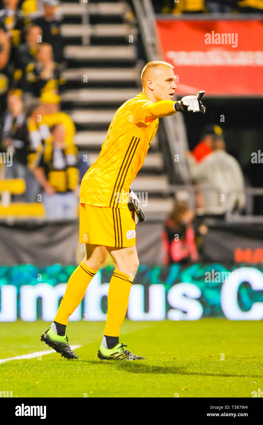 Saturday, April 06, 2019: ''” in the first half of match between New England Revolution and Columbus Crew SC at MAPFRE Stadium, in Columbus OH. Mandatory Photo Credit: Dorn Byg/Cal Sport Media. Crew 1 - Revolution 0 Stock Photo