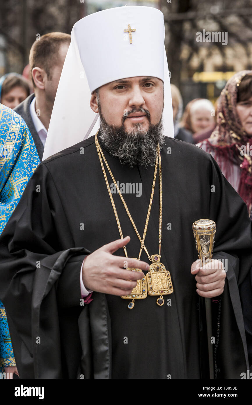 Rivne, Ukraine. 7th Apr, 2019. The Head of the Orthodox Church of Ukraine, Metropolitan Epiphanius I, in Rivne, Ukraine. Credit: Celestino Arce Lavin/ZUMA Wire/Alamy Live News Stock Photo