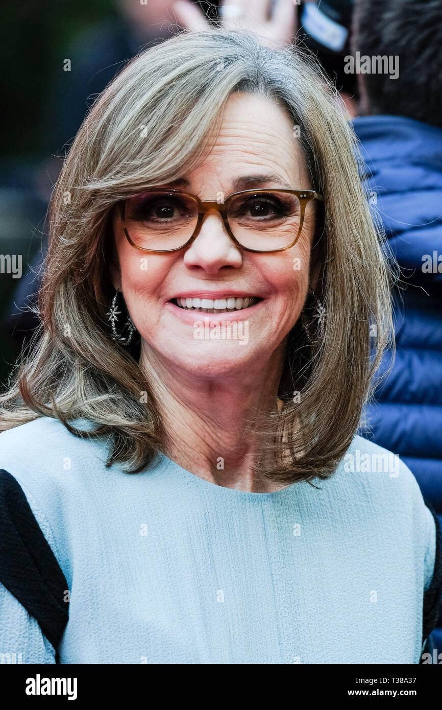 London, UK. 7th Apr 2019. Sally Field poses on the red carpet at the