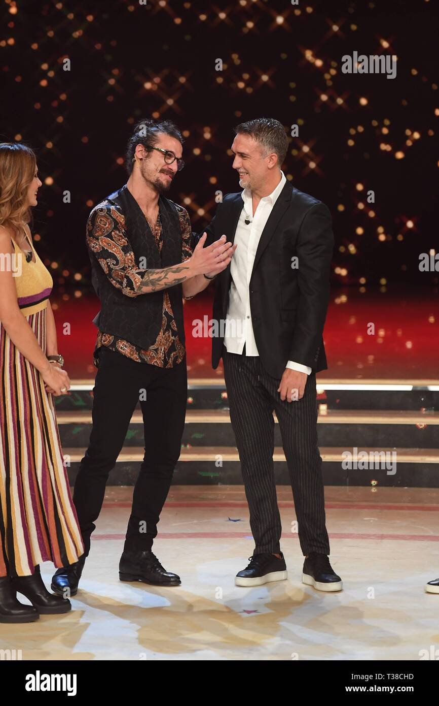 Rome: Rai Auditorium. Second episode Dancing with the stars. In the picture: Gabriel Batistuta with Dani Osvaldo Stock Photo