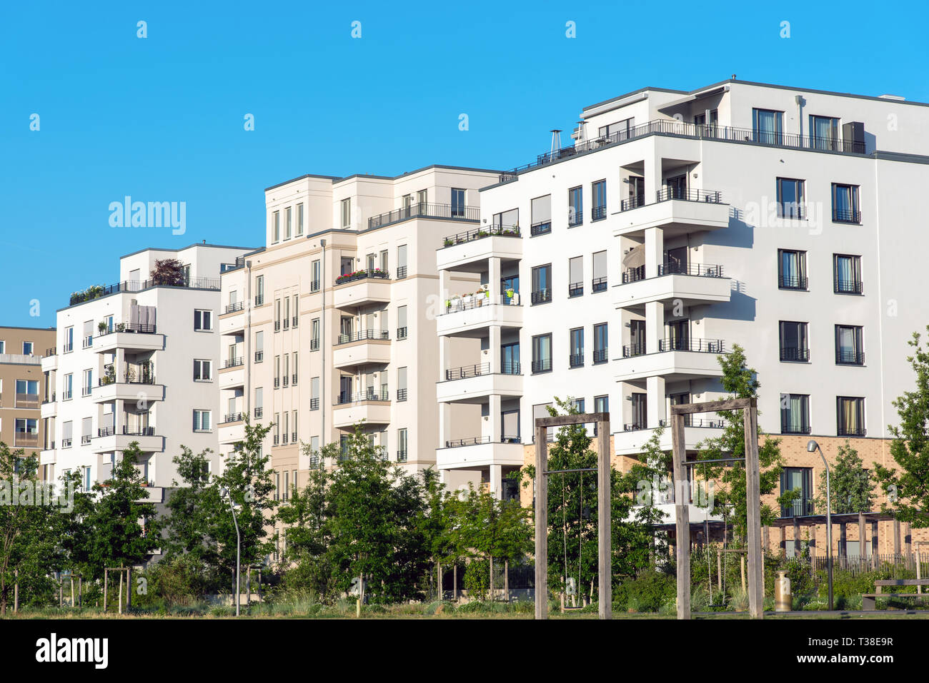 Modern white apartment houses seen in Berlin, Germany Stock Photo