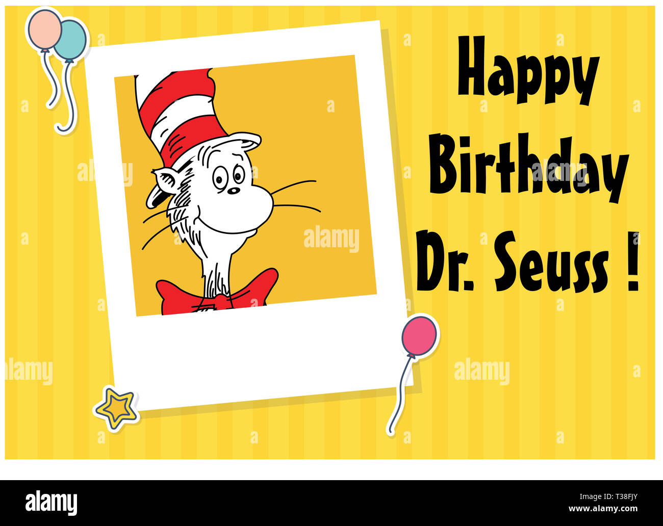 Vector illustration Day of Dr. Seuss. Stock Photo