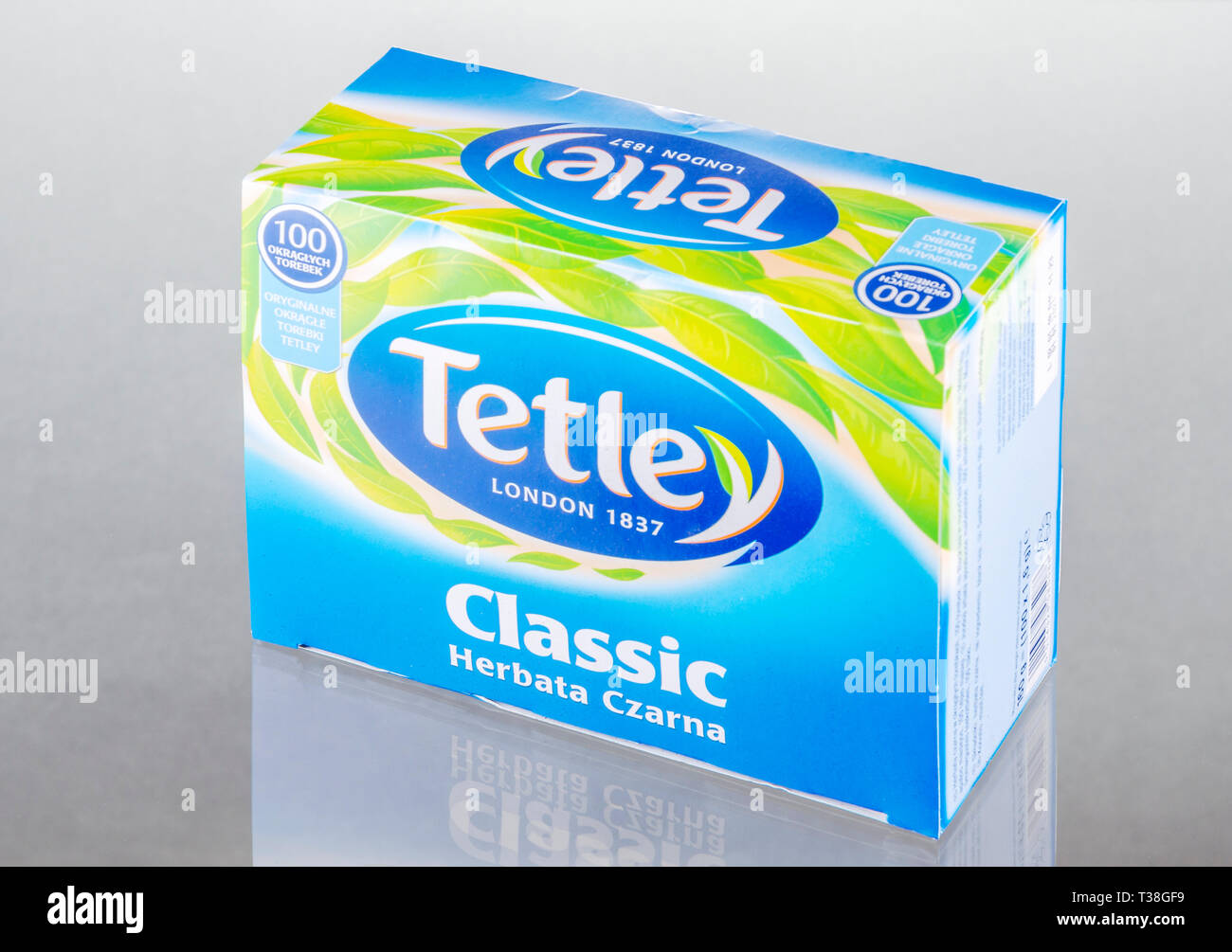 Tetley tea isolated on white background Stock Photo
