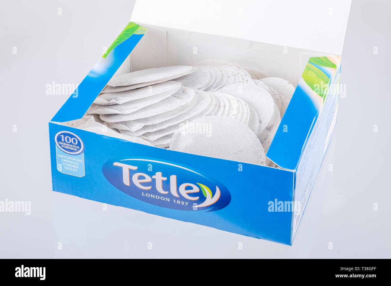 Tetley tea isolated on white background Stock Photo
