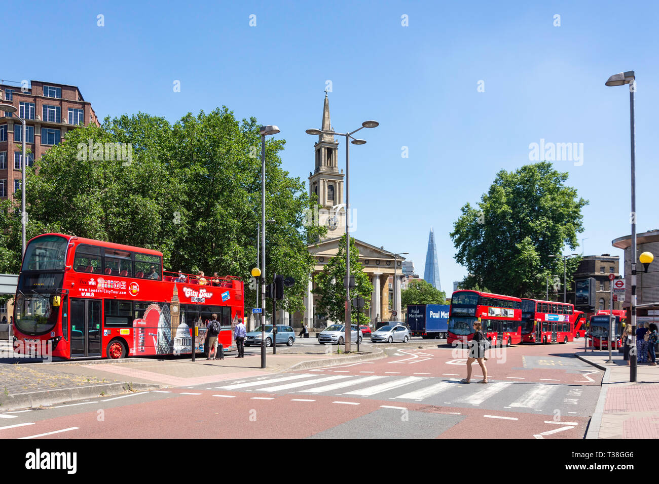 Waterloo Road showing St. Johns Church, Waterloo, The London Borough of Lambeth, Greater London
