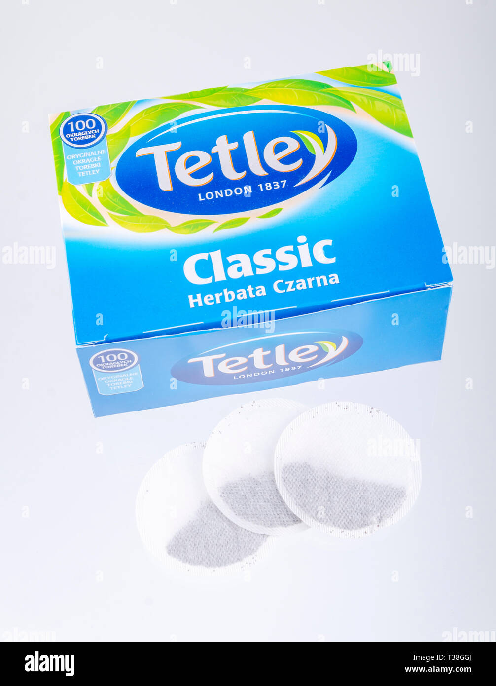 Tetley tea isolated on white background Stock Photo