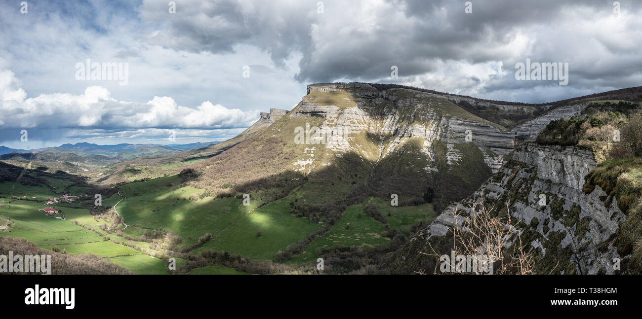 Angulo valley mountains under the clouds in Burgos, Spain 21:9 Stock ...