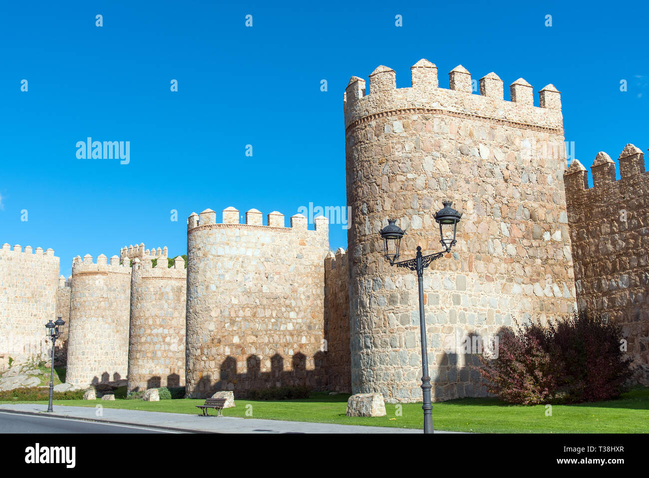 The famous city wall of Avila in Spain on a sunny day Stock Photo