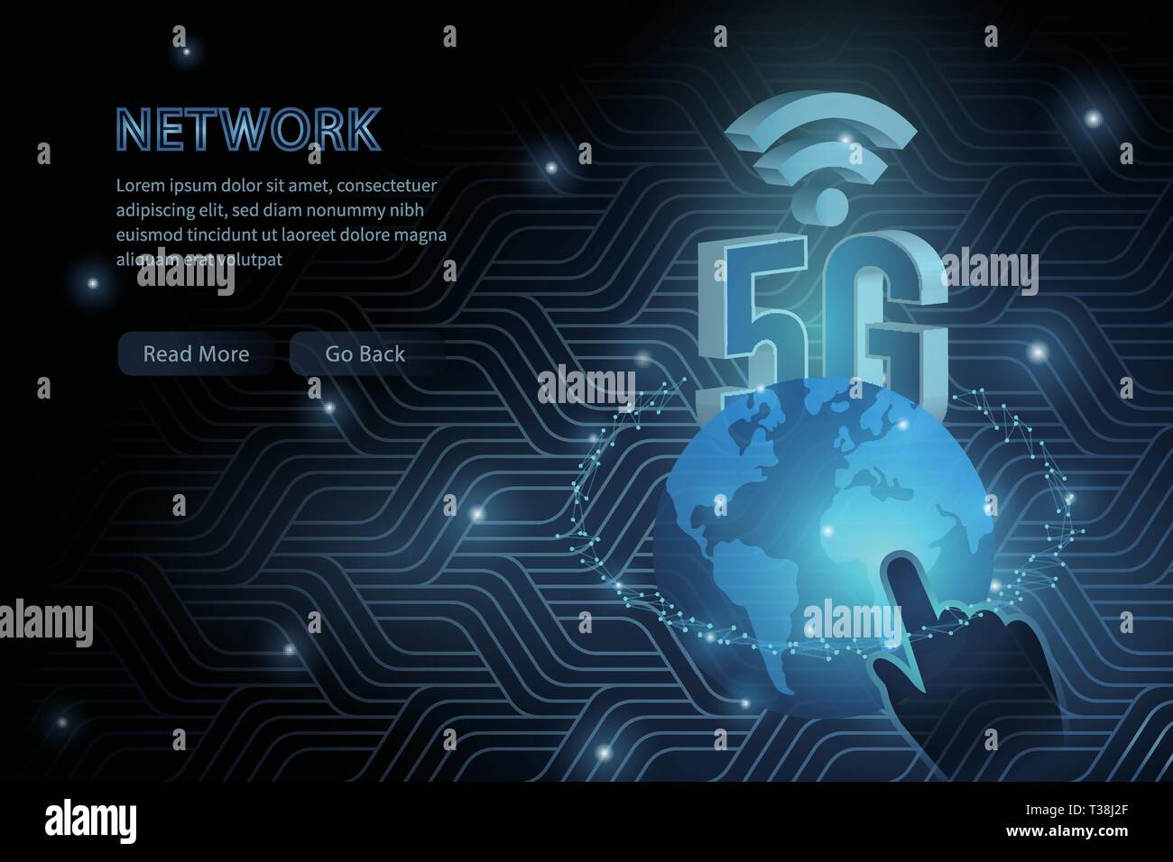 5G technology global earth geometry cross frame line vector futuristic ...