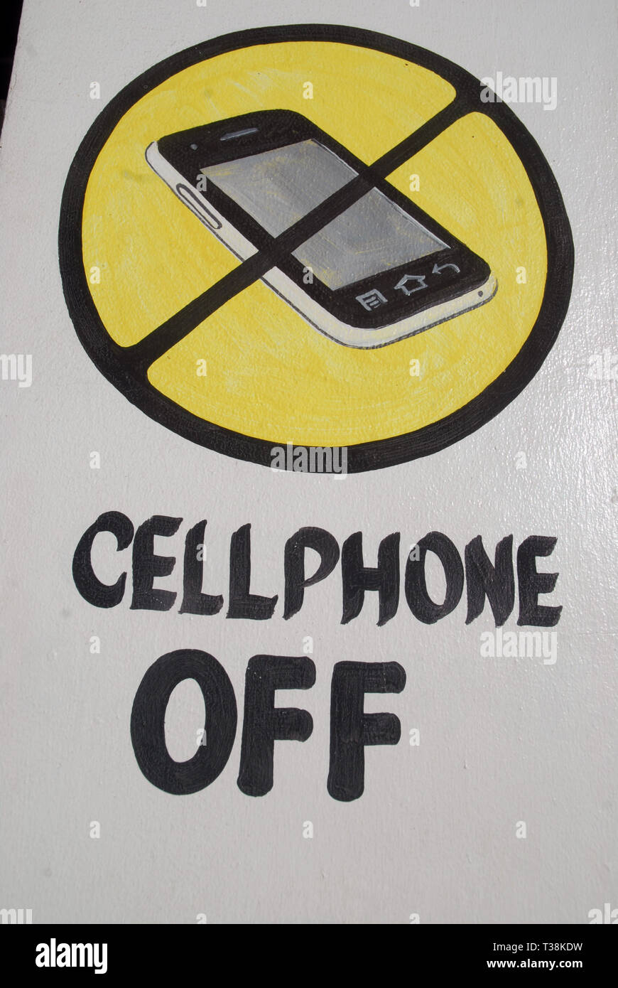 Phone Off Sign Cellphone Off painted sign at Garage, Samal, Philippines Stock Photo ...