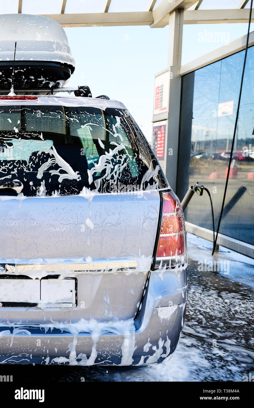 Car wash. Selfservice washing complex. High pressure car wash Saint