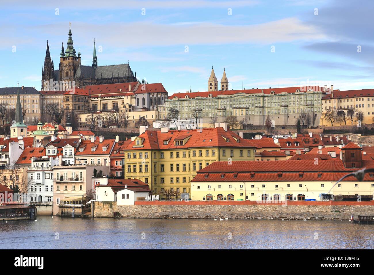 Prague Castle View From Charles Bridge In Prague Czech Republic Stock