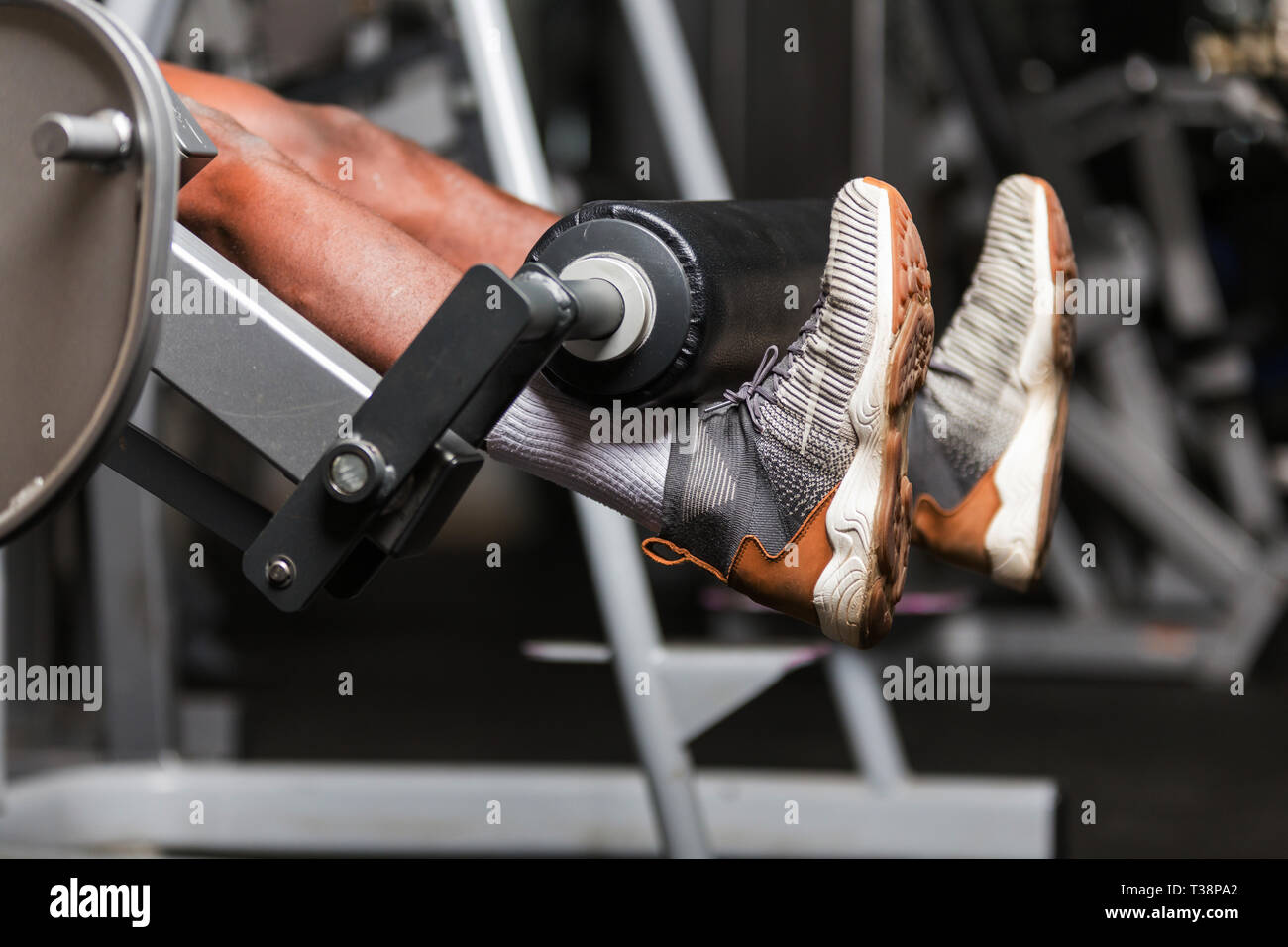 Black African American young man doing workout at the gym Stock Photo ...