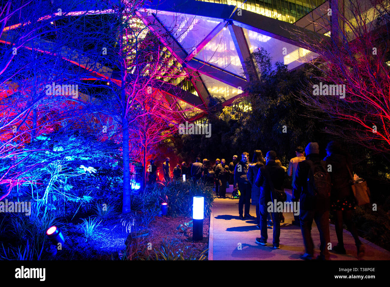 Canary Wharf Winter Lights Festival 2019 at Crossrail Place, London, UK Stock Photo