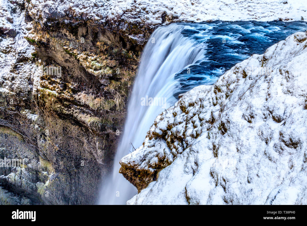 Close-up of Skógafoss waterfall in Skogar, Iceland Stock Photo