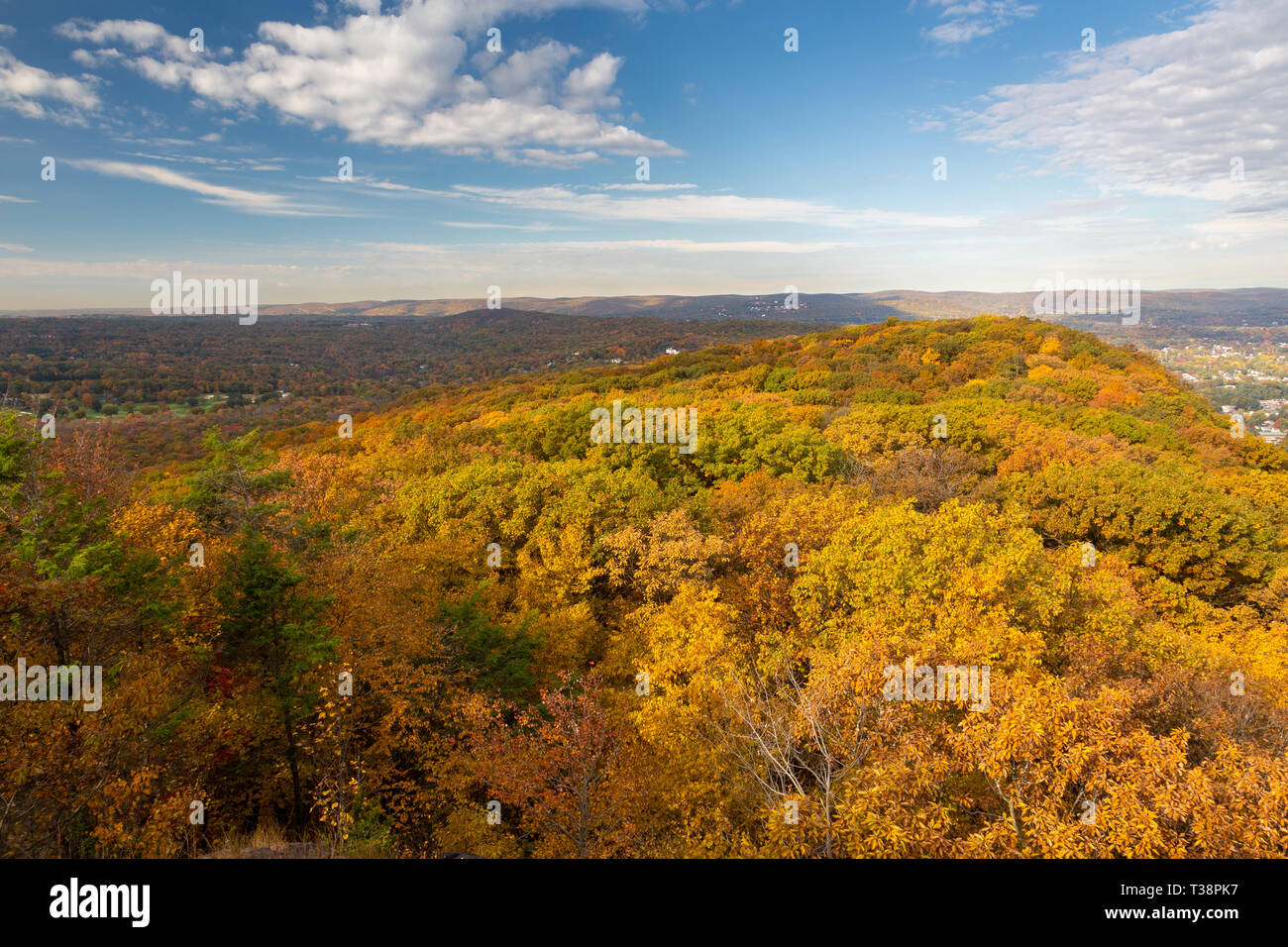 Fall colors covering the Hudson River Palisades below High Tor Peak