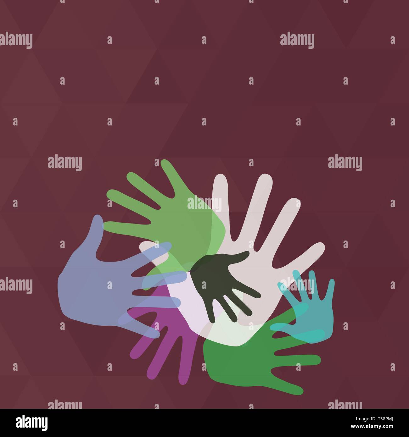 Color Hand Marks of Different Sizes Overlapping for Teamwork and ...