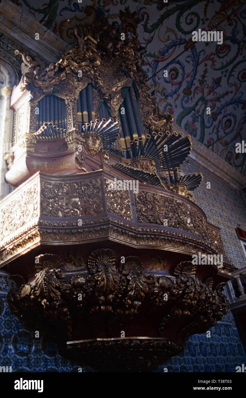 The organ at Saint Michaels Chapel,University of Coimbra,Portugal Stock Photo