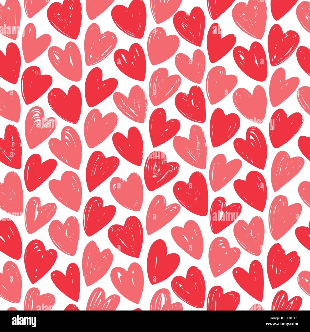 Hearts, seamless background. Hand drawn vector illustration Stock Vector