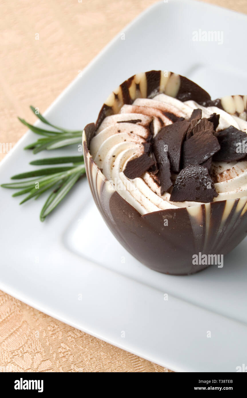 Top View of Mocha Chocolate Mousse Cake Stock Photo - Alamy