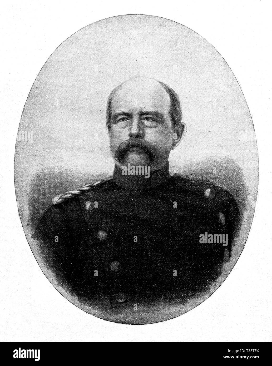 Otto Bismarck. By llithography Rocca. Digital improved reproduction from Illustrated overview of the life of mankind in the 19th century, 1901 edition, Marx publishing house, St. Petersburg. Stock Photo