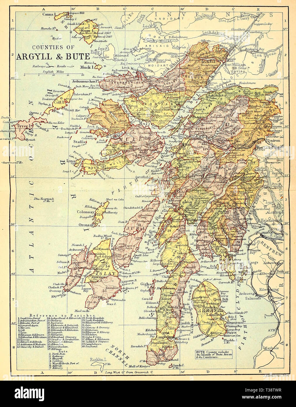 Argyll And Bute Map Map Of The Counties Of Argyll & Bute, Scotland, Circa 1882 Stock Photo -  Alamy