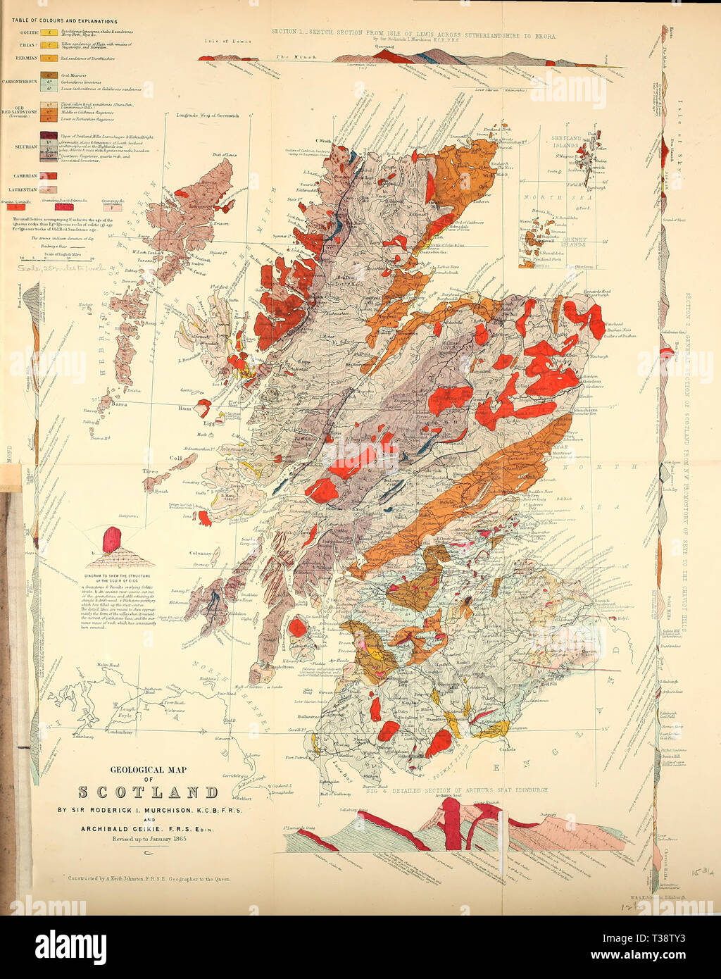 Map Of Scotland Stock Photos Map Of Scotland Stock Images Alamy - geological map of scotland january 1865 stock image