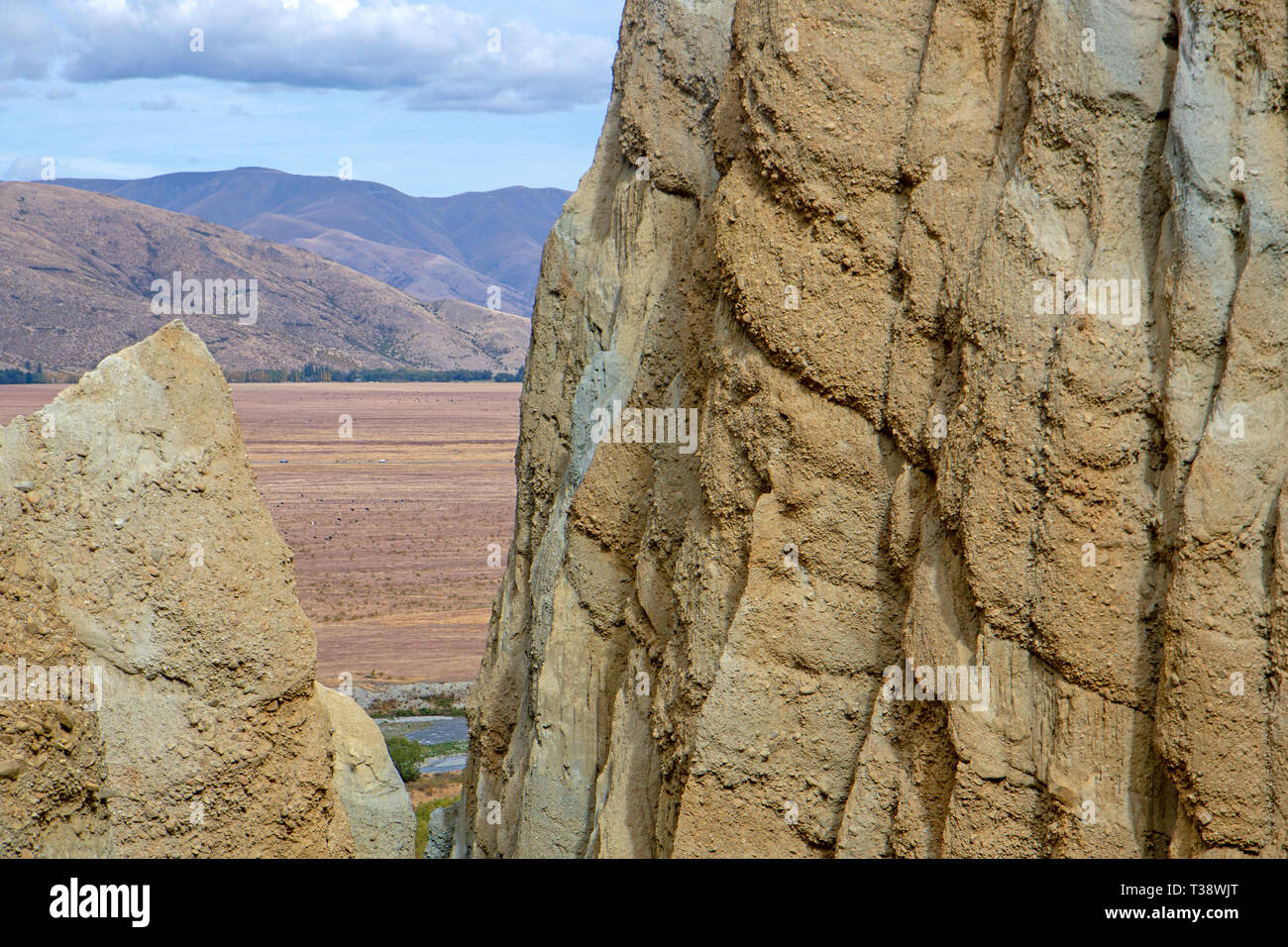 The Clay Cliffs at Omarama Stock Photo