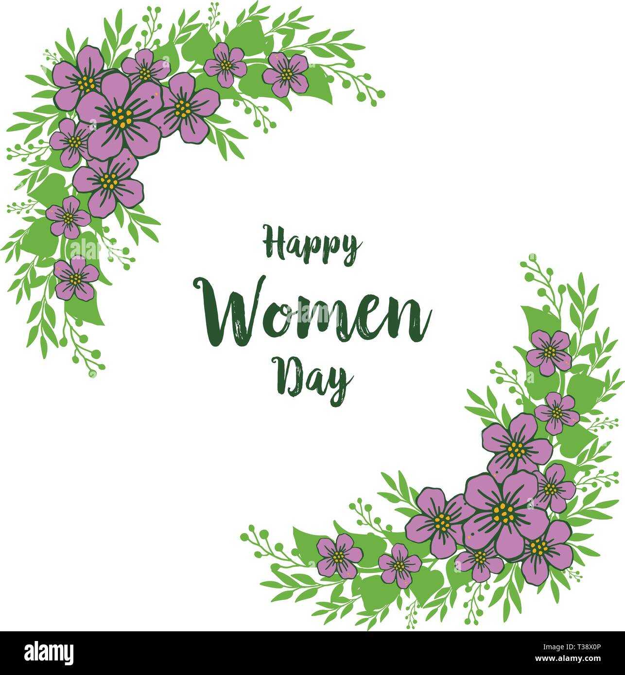Vector illustration card of happy women day with decorative of purple ...