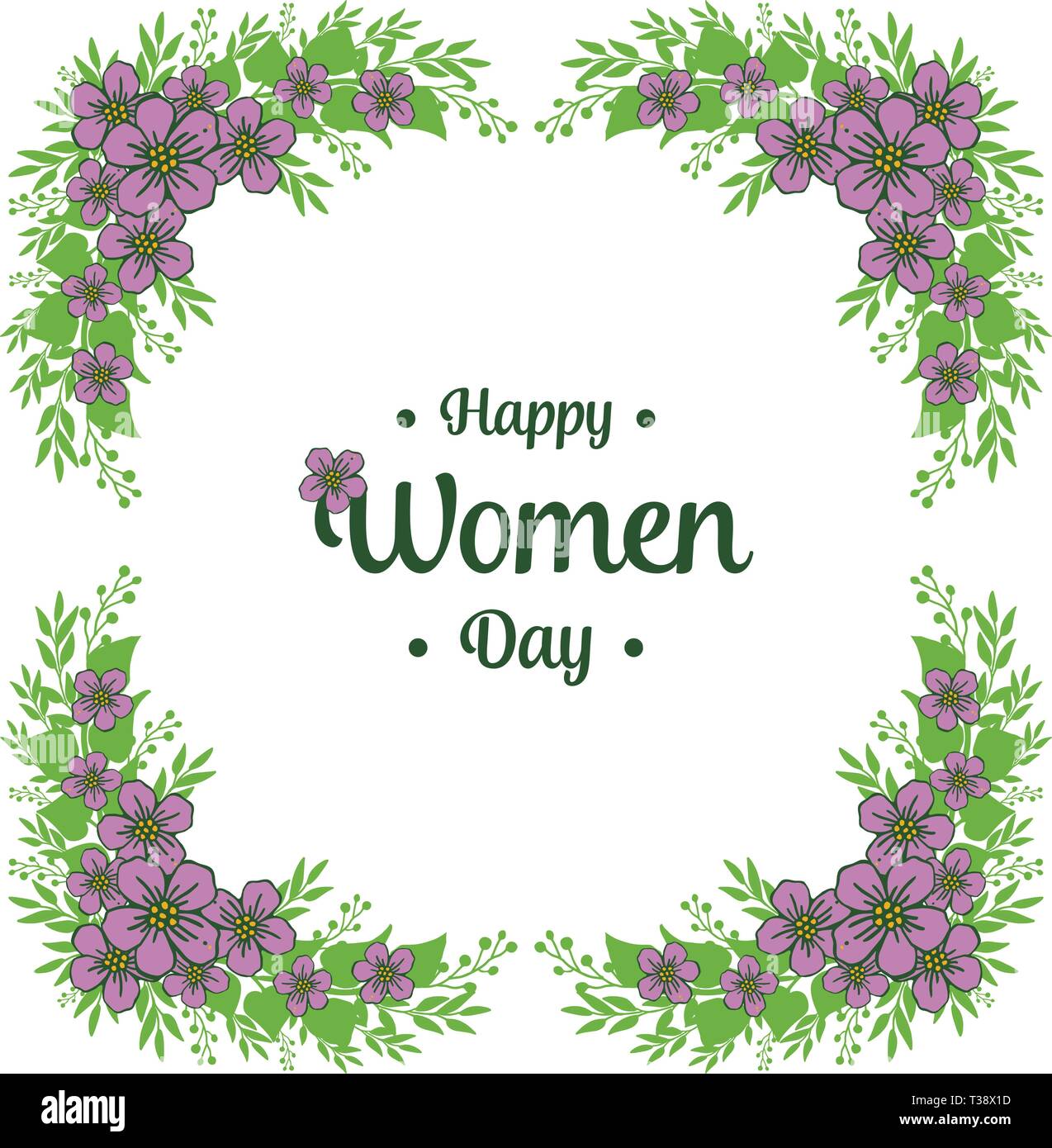 Vector illustration card of happy women day with decorative of purple ...