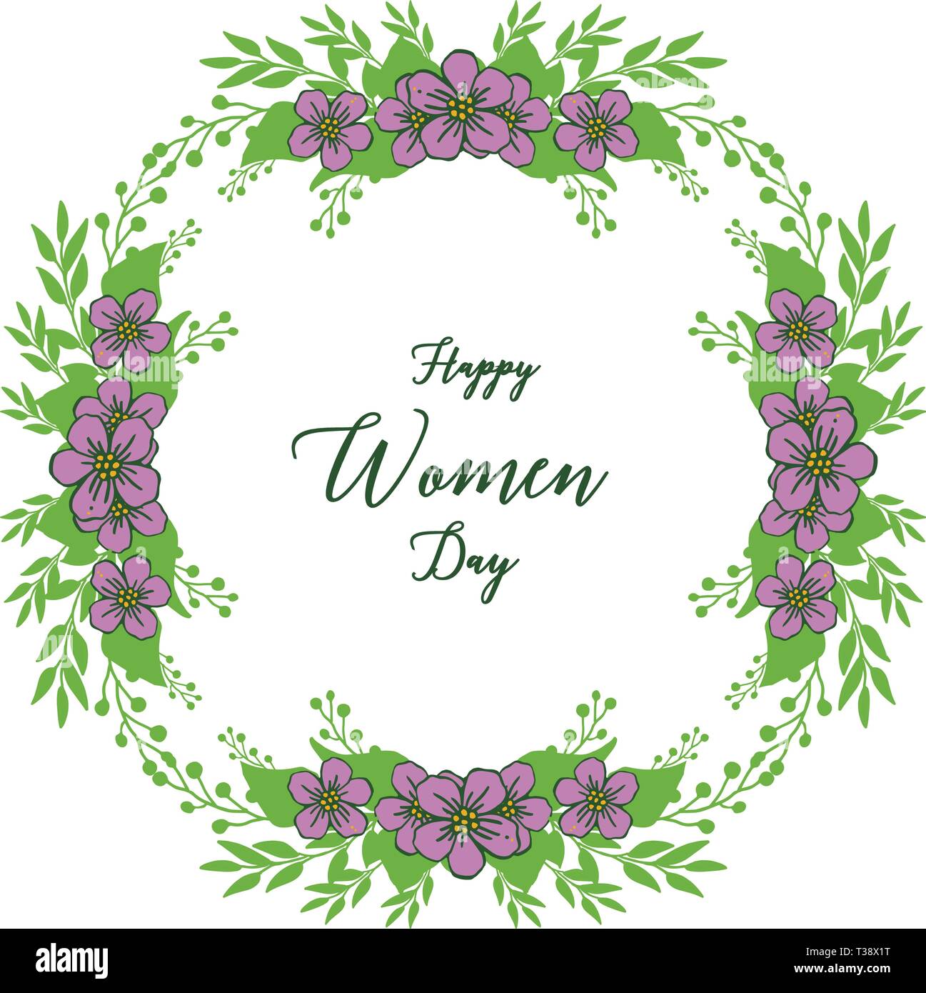 Vector illustration card of happy women day with decorative of purple ...