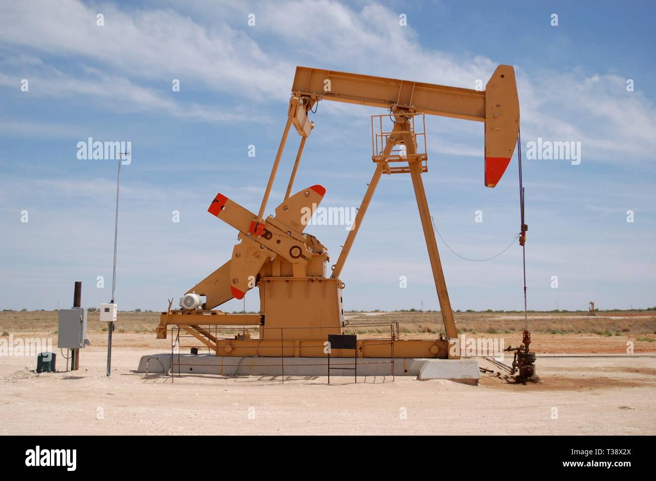 Pumping unit in Permian Basin oilfield near Midland, Texas Stock Photo