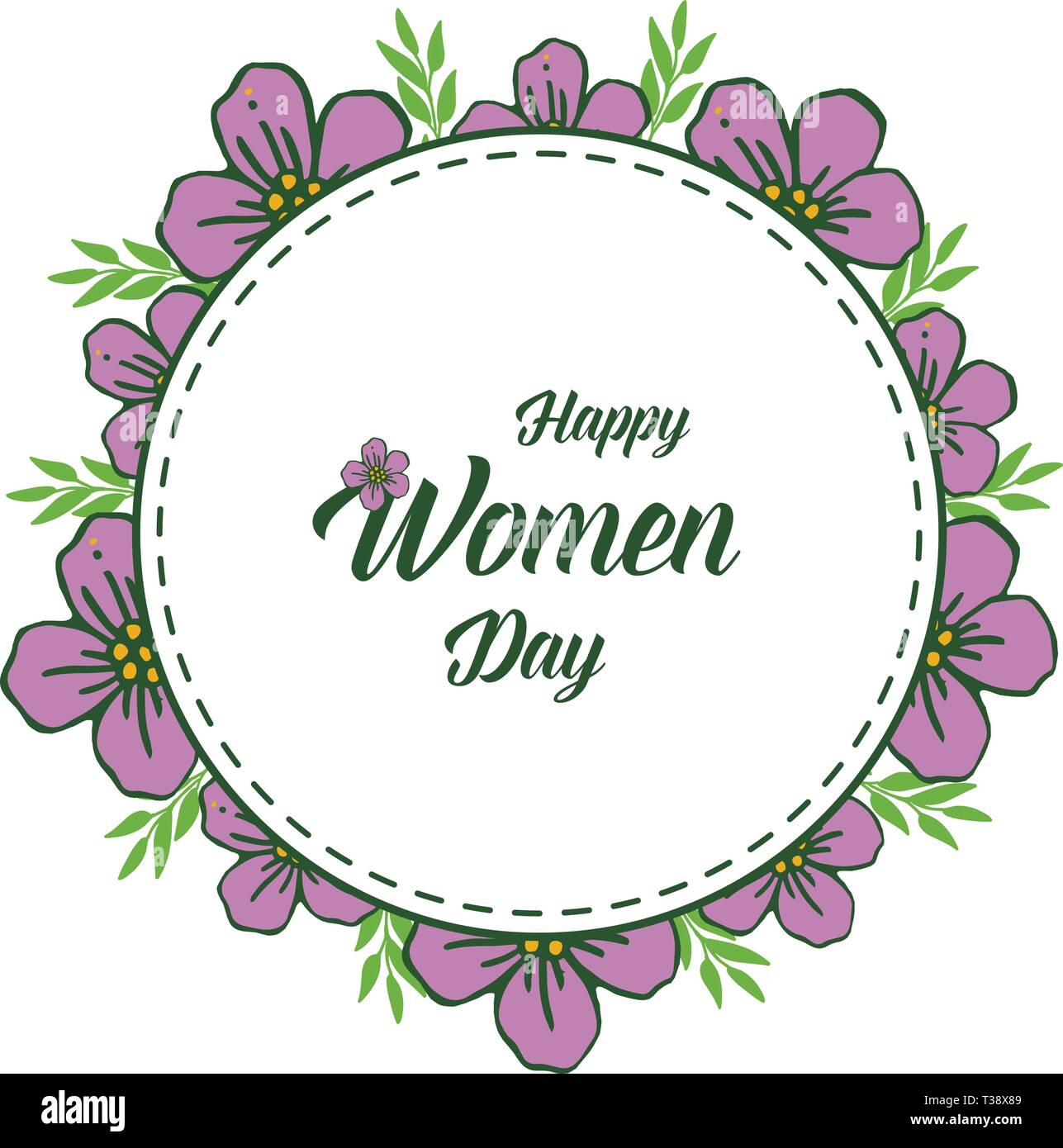 Vector illustration template happy women day with style purple flower ...