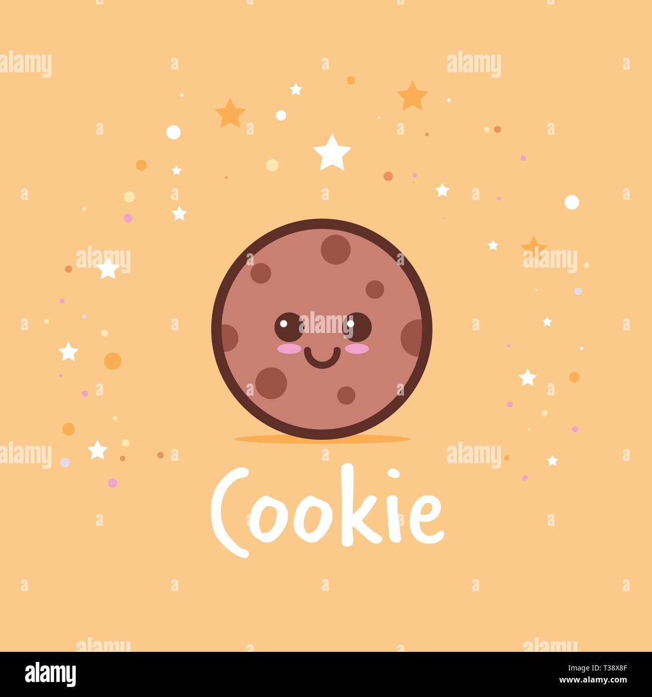 cute chip cookies cartoon comic character with smiling face happy emoji  kawaii style sweet freshly baked cookie dessert food concept vector  illustrati Stock Vector Image & Art - Alamy