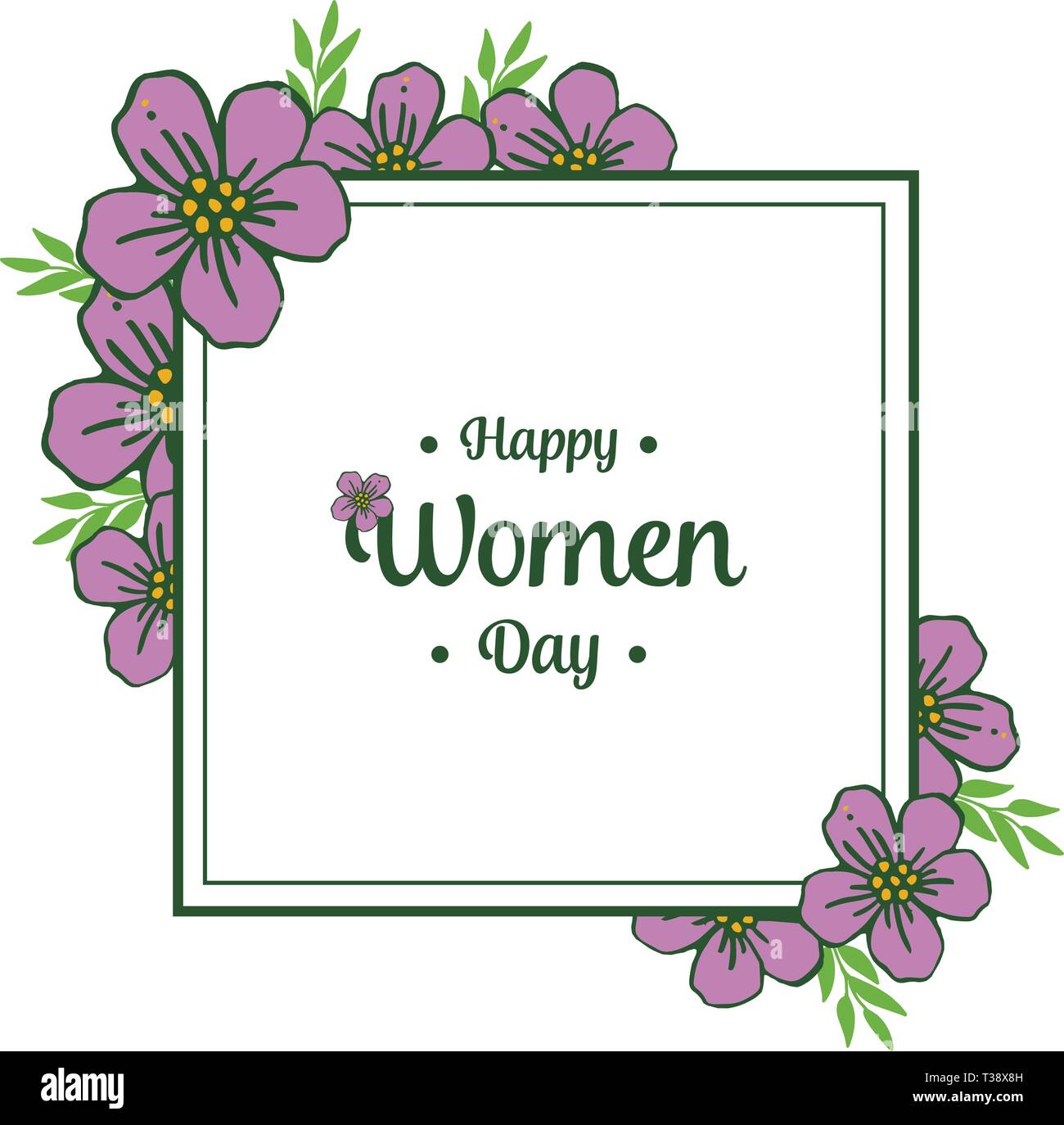 Vector illustration template happy women day with style purple flower ...