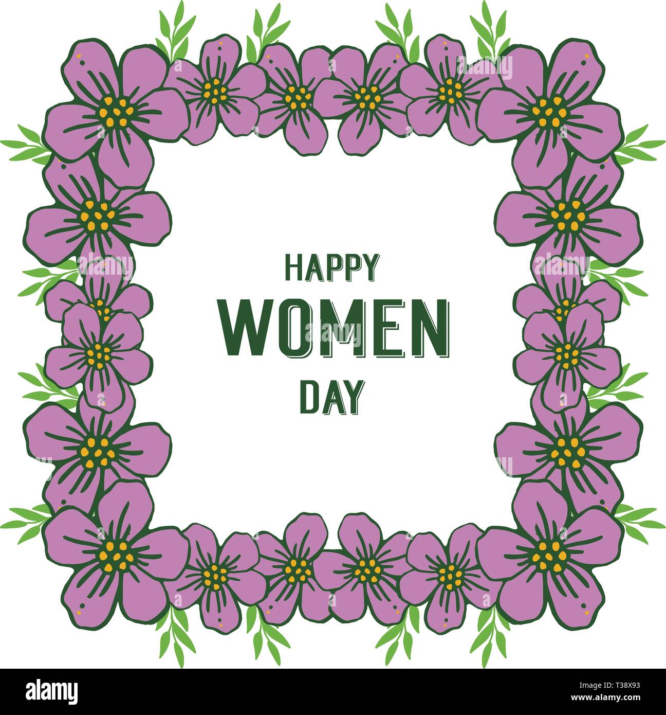 Vector illustration template happy women day with style purple flower ...