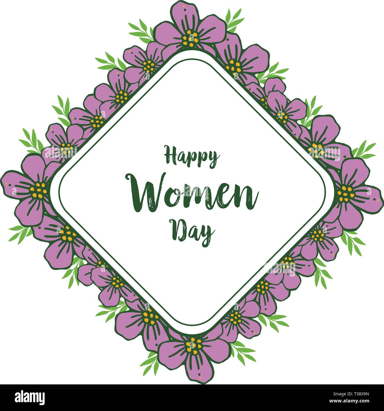 Vector illustration template happy women day with style purple flower ...
