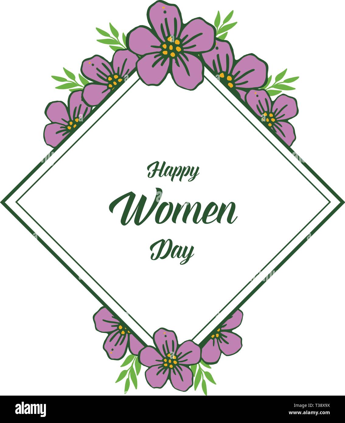 Vector illustration template happy women day with style purple flower ...