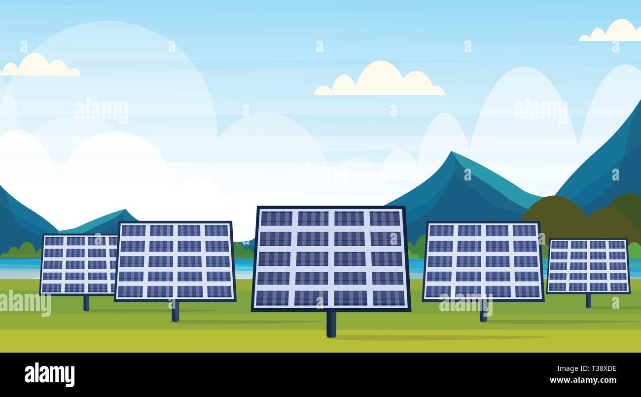 solar panels field clean alternative energy source renewable station ...
