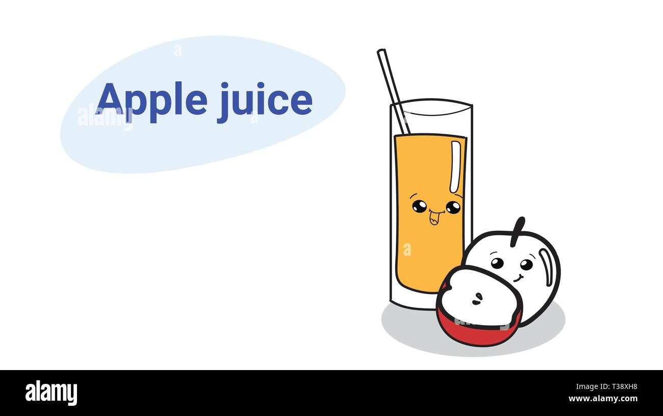 cute glass of juice with apple fruit cartoon comic characters ...