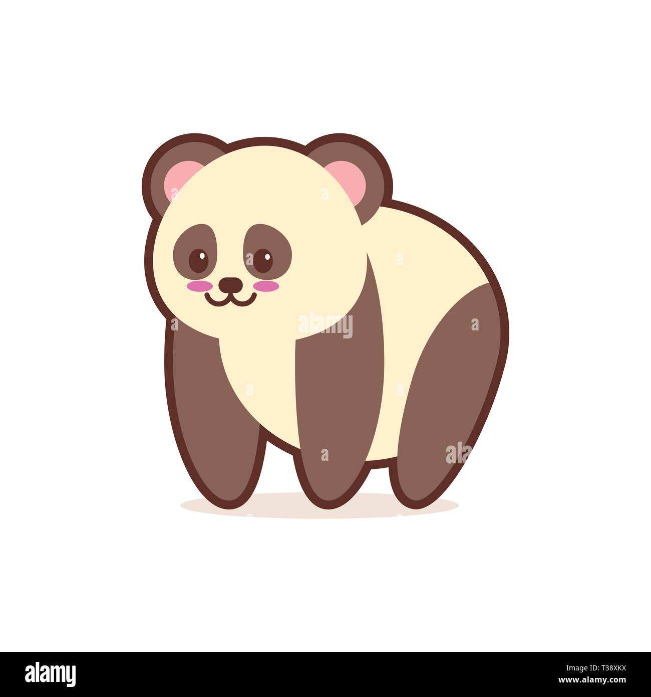cute panda cartoon comic character with smiling face happy emoji anime kawaii style funny animals for kids concept vector illustration Stock Vector