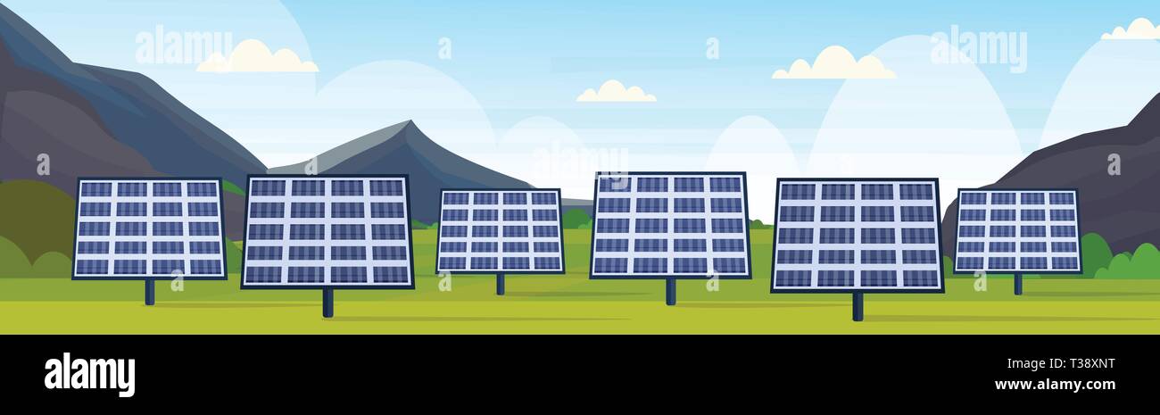 solar panels field clean alternative energy source renewable station ...